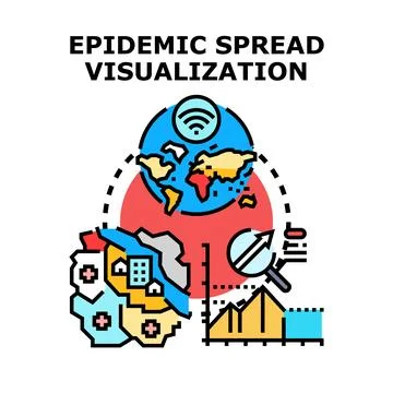 Epidemic spread visualization tracking global health data Stock Illustration