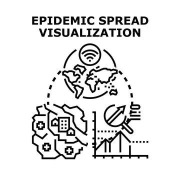 Epidemic spread visualization tracking global health data Stock Illustration