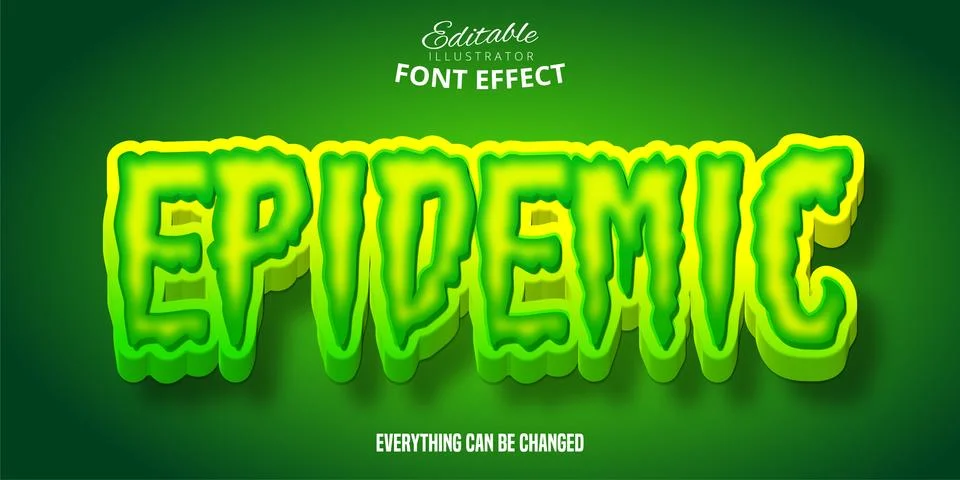 Epidemic text effect, green editable font style Stock Illustration