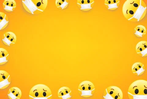 Epidemic. Wallpaper with emojis. Vector frame with copy space for social medi Stock-Illustration