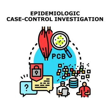 Epidemiologic case control investigation analyzing health risks Ilustração Stock
