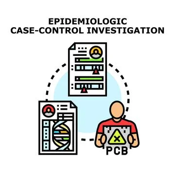 Epidemiologic case control investigation analyzing health data Stock Illustration
