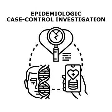 Epidemiologic case control investigation analyzing health data Stock Illustration