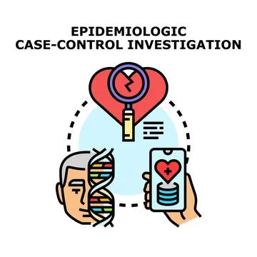 Epidemiologic case control investigation analyzing health data Illustrazione stock