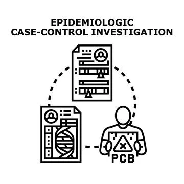 Epidemiologic case control investigation analyzing health data Stock Illustration