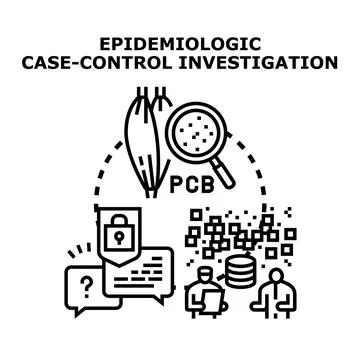 Epidemiologic case control investigation analyzing health risks Stock Illustration
