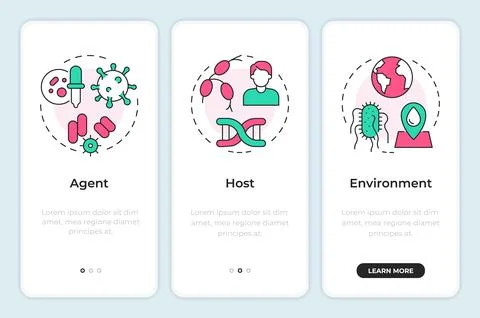 Epidemiologic models onboarding mobile app screen 库存插图