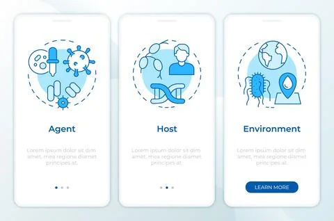 Epidemiologic triangle blue onboarding mobile app screen 库存插图