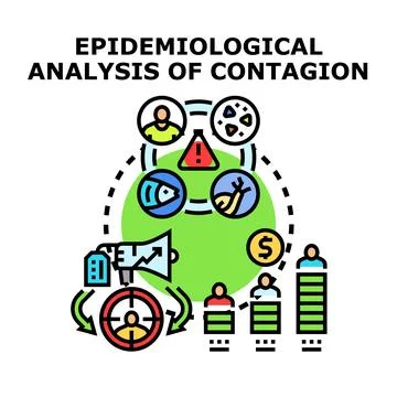Epidemiological analysis of contagion vector disease spreading Stock Illustration