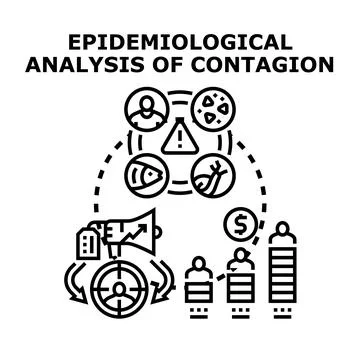 Epidemiological analysis of contagion vector disease spreading Stock Illustration