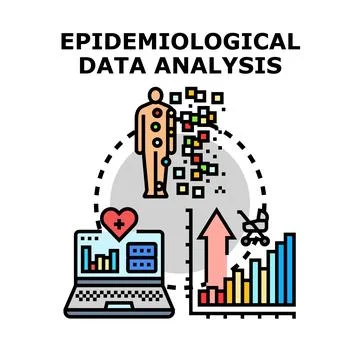 Epidemiological data analysis tracking health system trends Stock Illustration