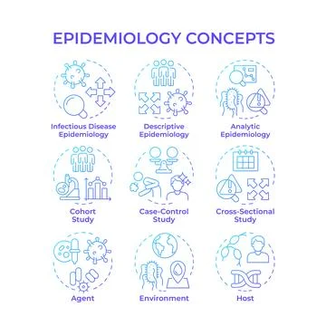 Epidemiology blue gradient concept icons Stock Illustration