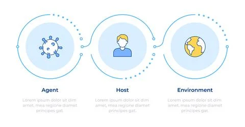 Epidemiology modeling frameworks infographic 3 steps 스톡 일러스트