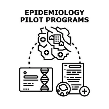 Epidemiology pilot programs studying health data and disease prevention Stock Illustration