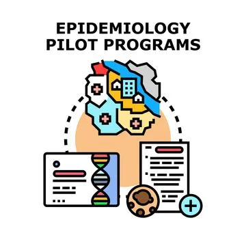 Epidemiology pilot programs studying health data and disease prevention Stock Illustration