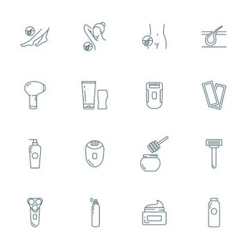 Epilation vector icons set Stock Illustration