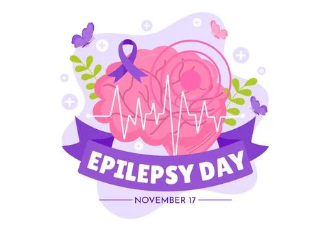 World Epilepsy day. March 26. Realistic purple ribbon symbol