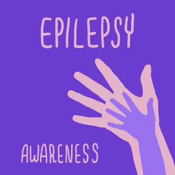 Epilepsy awareness text on purple backdrop for social banner. Stock Illustration