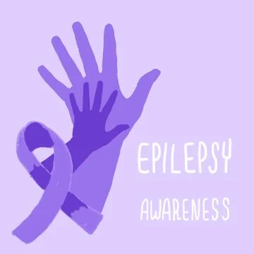 Epilepsy awareness text on purple backdrop for medical poster. Stock Illustration