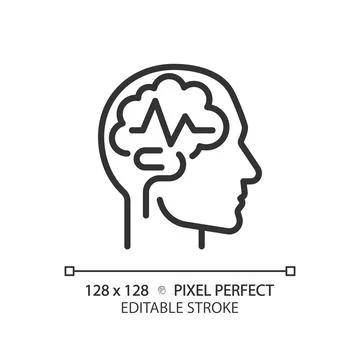 Epilepsy brain linear icon Stock Illustration