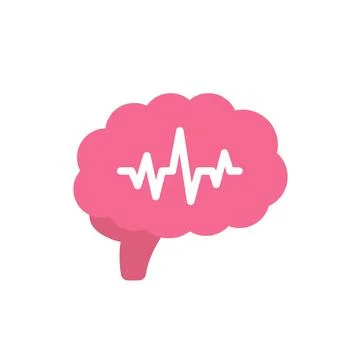 Epilepsy icon with a brain on white Stock Illustration