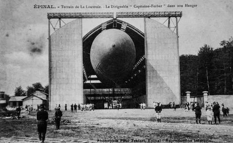 Epinal, the airship captain ferber, postcard 1900 Stock Illustration