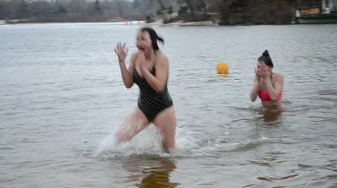 Epiphany in Hydropark on January 19, 2014 in Kiev, Ukraine. Stock Footage 34276790