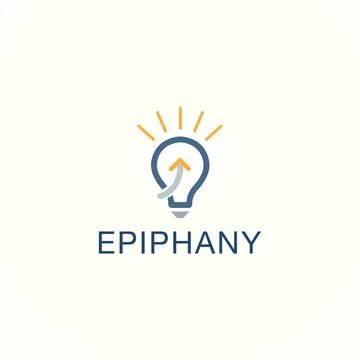 Epiphany Idea Light Bulb Logo with Upward Arrow Stock Illustration