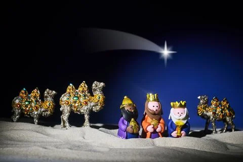 Epiphany. Three Wise Men and decorated camels Foto stock