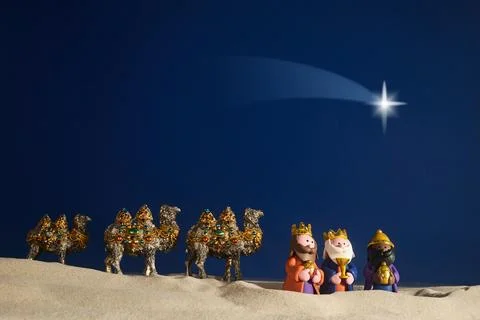 Epiphany. Three Wise Men and decorated camels Foto stock
