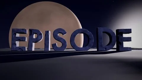 Episode 3D Stone Text on an Alien Plateau with a Rising Planet Stock Illustration
