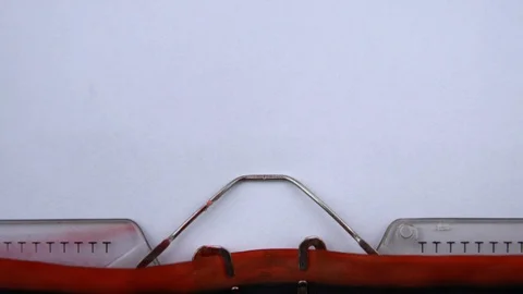 Episode 5 - phrase printed on an old typewriter in red letters, close up. Stock Footage 126776885