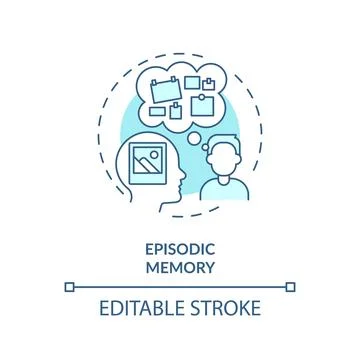Episodic memory, adhd soft blue concept icon Stock Illustration