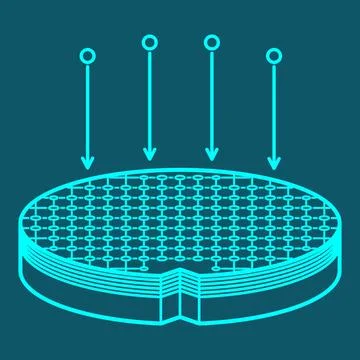 Epitaxial Layer Line Icon, Silicon Wafer Crystal Growth, Semiconductor Series Stock Illustration