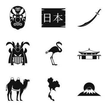 Epoch icons set, simple style Stock Illustration