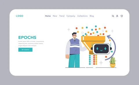 Epochs in AI training concept. Flat vector illustration Stock Illustration