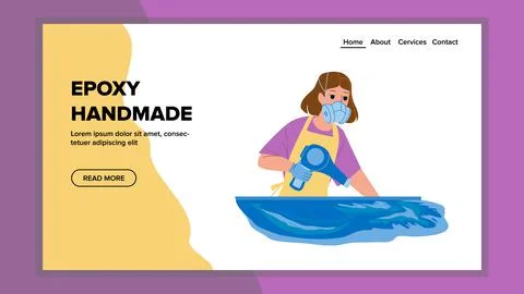 Epoxy Handmade Doing Artist In Workshop Vector Stock Illustration