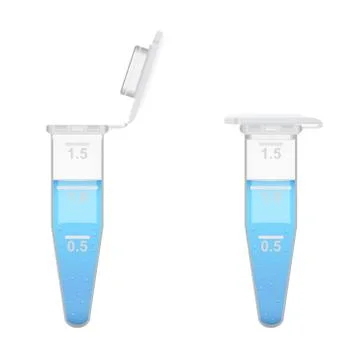 Eppendorf tubes with colored solution and bubbles Stock Illustration