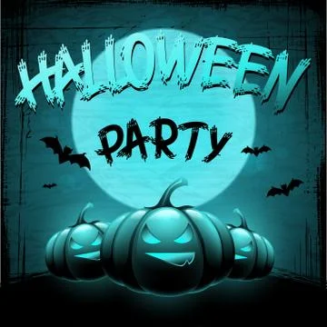 EPS 10 Halloween background with moon, bats and pumpkins Stock Illustration
