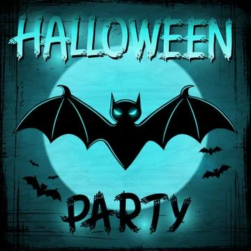 EPS 10 Halloween background with moon and bats Stock Illustration