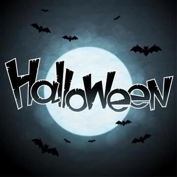 EPS 10 Halloween background with moon and bats Stock Illustration