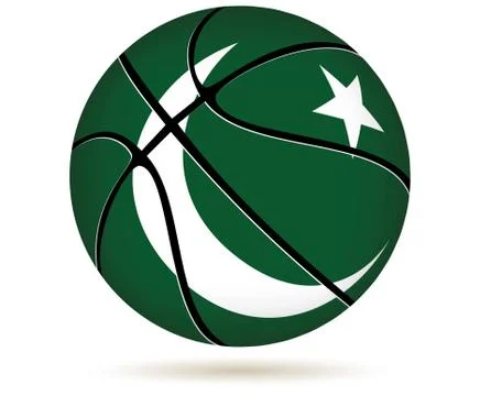 Eps 10 vector. 3d basket ball with pakistan flag on white. Stock Illustration