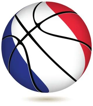 Eps 10 vector. basketball ball with france flag on white. Illustrazione stock
