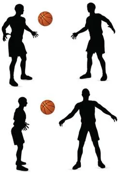 Eps 10 vector basketball players silhouette collection Stock Illustration