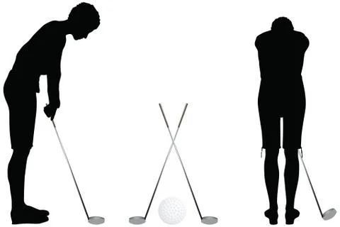 Eps 10 vector of golf player silhouette on white background Illustrazione stock