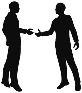 Eps 10 vector. handshake of business people standing up in silhouette. Stock Illustration