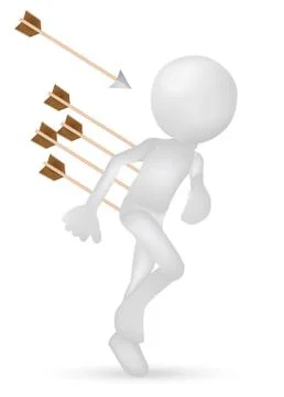 Eps 10 vector illustration of 3d man running from arrows Stock Illustration