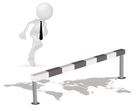 Eps 10 vector illustration of 3d business man running to jump through a barrier Illustrazione stock