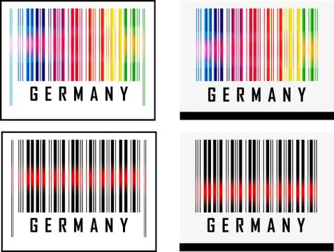 Eps 10 vector illustration of barcode or bar code icon and red laser sensor beam Stock-Illustration