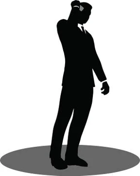 Eps 10 vector illustration of business people on phone standing silhouette Illustrazione stock